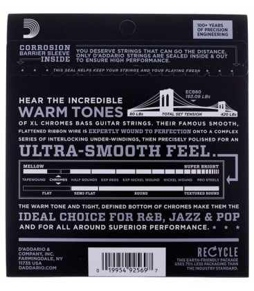 JUEGO DE CUERDAS PARA BAJO DADDARIO ECB80 CHROMES