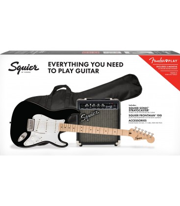 PACK DE GUITARRA ELECTRICA SQUIER SONIC STRATOCASTER BK