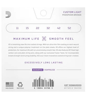SET DE CUERDAS 11-52 PARA GUITARRA ACUSTICA DADDARIO XSAPB1152