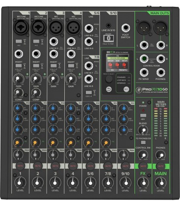 MEZCLADOR DE 10 CANALES CON BATERIA MACKIE PROFX10 GO